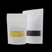 Sacs en papier kraft blancs à fermeture éclair, de qualité alimentaire, résistants à l'humidité, sur mesure, pour l'emballage d'aliments pour animaux de compagnie – En stock