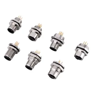 M12 circular connector sensor cabling female male socket 3 4 pin 5 pin 6 8 pin 12 17pin M12 pcb connectors