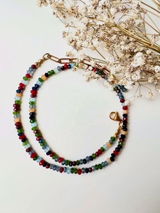 Collier ras du cou vintage élégant avec perles baroques d'eau douce blanches et cristaux facettés, réglable 16 pouces, plaqué or/argent - Product Image 5