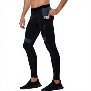 Pantalon de compression pour homme à taille personnalisée, collant de course, legging d'entraînement, taille élastique, respirant, séchage rapide, en Spandex/Polyester - Product Image 2