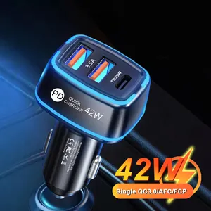 EONLINE pengisi daya mobil 43W PD, pengisian cepat 25W USB Tipe C UNTUK iPhone 14 Huawei Samsung Xiaomi kotak pengisi daya dengan Lam