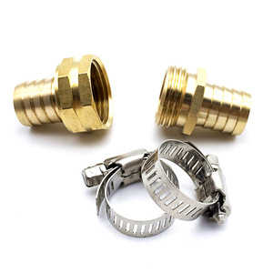 Connecteur de réparation de tuyau en laiton de 3/4 pouces avec collier de serrage en acier inoxydable pour la fixation des tuyaux d'arrosage de jardin - Product Image 1