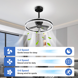 Ventilateur de plafond décoratif d'intérieur 19,7'' avec lumière LED, télécommande via application, 6 vitesses, moteur silencieux en cuivre pur, réversible, pour chambre à coucher, en plastique - Product Image 4