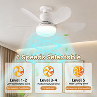 Ventilador de Techo LED E27 con Luz, 6 Aspas, Control Remoto, Regulable, 3 Colores, 5 Velocidades, Desmontable, Blanco para Dormitorio