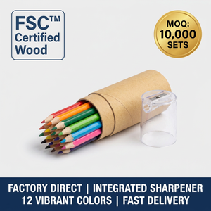 Unionpromo Ensemble <span class=keywords><strong>de</strong></span> mini <span class=keywords><strong>crayons</strong></span> <span class=keywords><strong>en</strong></span> <span class=keywords><strong>bois</strong></span> 12 couleurs personnalisés avec taille-crayon <span class=keywords><strong>Crayons</strong></span> <span class=keywords><strong>de</strong></span> <span class=keywords><strong>couleur</strong></span> enveloppés d'autocollants - Product Image 1