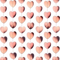 Guirlande de cœurs en papier 2M, or métallisé, argent, rose rouge, pour décoration de mariage et de fête, lot en gros