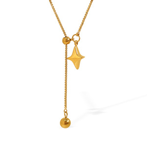 Collier avec pendentif étoile en alliage de zinc doré, chaîne de clavicule, bijoux cadeau - Product Image 5