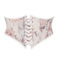 Corsé Renacentista con Estampado de Tapicería, Cincher de Cintura Corta con Soporte de Varillas, Reductor, Transpirable, Tallas Grandes, Sexy