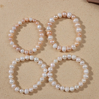 Bracelets extensibles en perles naturelles d'eau douce, couleur bonbon, bijoux de festival, promotionnels pour diffusion en direct