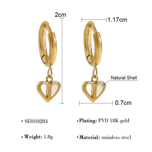 ต่างหูขายส่งจำนวนมาก สแตนเลส 316L ชุบทอง 14k 18k เครื่องประดับคุณภาพสูง ประดับเพชรซิร์คอน รูปหัวใจ แฟชั่นต่างหูแบบห้อยสำหรับผู้หญิง - Product Image 6