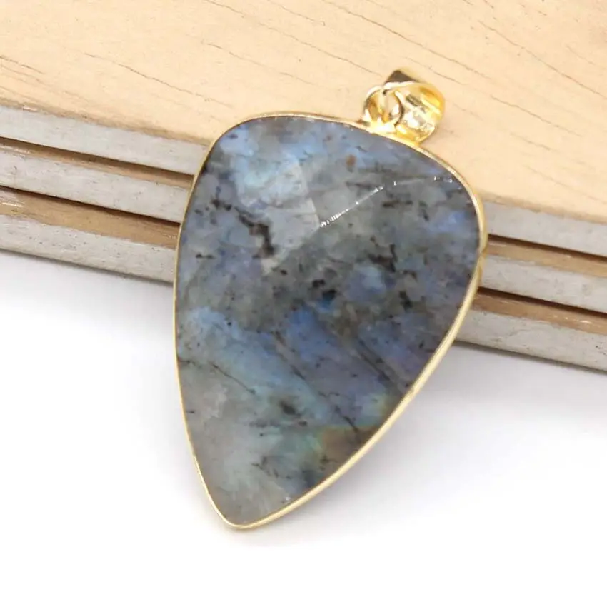 Tự làm bán buôn đá quý tự nhiên mặt dây chuyền Teardrop đá đơn Labradorite/Đen Agate đồ trang sức thời trang vòng cổ