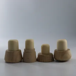 T shape synthetic cork engraving logo wooden bar top cap custom stopper synthetic cork