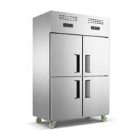 Réfrigérateur vertical industriel en acier inoxydable 304 201, congélateur commercial pour cuisine, 4 portes