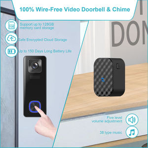 Haute sécurité 5MP HD Wifi rechargeable Smart Ip65 détection de nuit alarme IP sans fil IP anneau vidéo sonnette filaire avec moniteur - Product Image 4