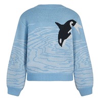 Pull-over en tricot jacquard 100 % coton personnalisé pour femme, col en V, motif graphique, style preppy, décontracté, chaud et confortable, idéal pour l'hiver – Vente en gros