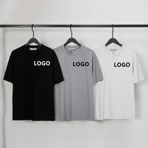 T-shirt Homme Col Rond Manches Courtes Couleur Unie Tricoté 100% Coton 320gsm Qualité Supérieure 22SS Noir Décontracté Streetwear - Product Image 1