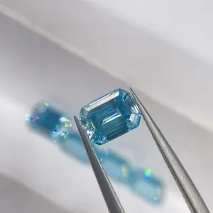 공장 가격 8*10mm 4ct 빙하 블루 모이사나이트 에메랄드 컷 합성 느슨한 보석 모이사나이트 보석 만들기