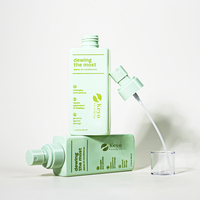Flacon pompe cosmétique de luxe personnalisé pour soins continus, en plastique vert carré, pour corps et cheveux, avec pulvérisateur fin, emballage