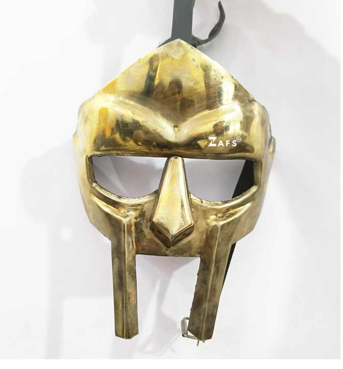 MF Doom Mild Steel Medieval Gladiator Face Mask Golden Antique