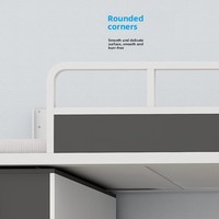Lit superposé double en métal avec bureau, armoire et escalier de rangement pour 2 personnes - Design moderne, couleur et taille personnalisables - Lit pour dortoir étudiant