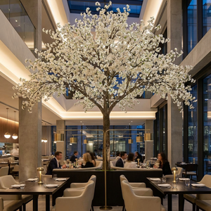 Arbre artificiel de <span class=keywords><strong>cerisier</strong></span> réaliste de luxe de 2,4 m, grand arbre floral <span class=keywords><strong>en</strong></span> soie rose/blanc avec tronc <span class=keywords><strong>en</strong></span> bois naturel pour décoration de mariage - Product Image 1