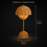 Lampe de table LED sans fil de luxe en bambou et fer, rechargeable par USB, avec contrôle tactile moderne et CRI 90 élevé, idéale pour les mariages