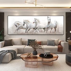 Quadro in Cristallo e Porcellana <span class=keywords><strong>con</strong></span> Cavallo, Arte Murale Moderna di Lusso Personalizzata in Stile Nordico <span class=keywords><strong>con</strong></span> Cornice per Soggiorno e Arredamento Casa - Product Image 4