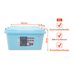 Closet Organizer Garage <b>Storage</b> Bins Home Organization Clothing Container 35l <b>Box</b> Handles Lockable Plastic Lid - Product Image 3