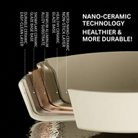 Poêle à frire en céramique antiadhésive en alliage d'aluminium de 24 cm, sans PFOA ni PFOS, non toxique, nano-céramique, ustensile de cuisine, induction, gaz, 2 L