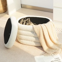 Meuble d'Ameublement Pouf Ottoman Velours Fourrure Effet Peluche Repose-Pieds avec Rangement