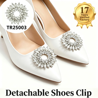 Clips de chaussures amovibles en strass en forme de tournesol, décorations de talons pour mariage et mariée