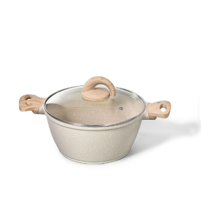 Juego de Utensilios de Cocina de Cerámica Ecológicos de Lujo BST de 8 Piezas con Tapa de Vidrio, Mango de Madera, Sartén Antiadherente y Ollas para Sopa/Arroz/Trigo - Product Image 2