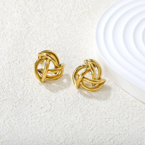 Geometric <b>Stud</b> <b>Earrings</b> 18k Gold Plated Stainless Steel Fashion <b>Earrings</b> - Product Image 4