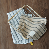 Essuie-tout de cuisine en coton et lin rayé, doux, absorbant, réutilisable, sans peluches, avec boucle de suspension pour le nettoyage domestique