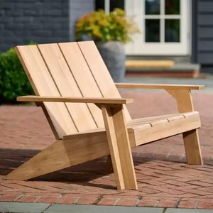 Fauteuil d'extérieur scandinave en teck massif avec inclinaison manuelle et pieds coniques pour mobilier de jardin et de terrasse - Product Image 4
