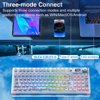 Teclado Mecánico Inalámbrico para Juegos AULA F98PRO con Retroiluminación RGB Personalizable, Intercambiable en Caliente por Bluetooth para Windows/Mac, Luz Azul