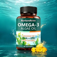 Exportation transfrontalière de nouvelles gélules d'huile d'algues oméga-3, 60 capsules, complément alimentaire pour adultes, usage quotidien