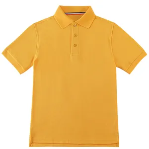 Cheap price school summer uniform plain gold t-shirt kids polo shirts wholesale