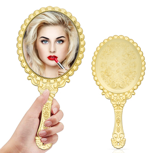 Custom logo Luxury Handheld <strong>Vanity</strong> <strong>Mirror</strong> Pocket Vintage Hand Round Antique <strong>Mirror</strong> Hand <strong>Mirror</strong> with <strong>Stand</strong> - Product Image 1