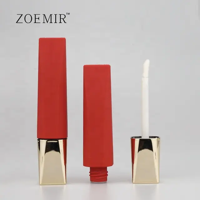 Luxury 8ml Red Gold Lipstick Empty Lipgloss Tubes Package Custom Logo Oil Lip Gloss Tubes Packaging Containers Wand bottle