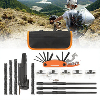 Kit de réparation de vélo, pompe à pneus manuelle, kit d'outils portable, gonfleur de voyage pour le camping, essentiels d'entretien, kit de sécurité tout-en-un
