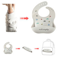 Bavoir bébé Yuye en silicone réglable, imprimé dessin animé, imperméable, antibactérien, avec poche récupératrice de nourriture, lavable, pour l'alimentation des tout-petits