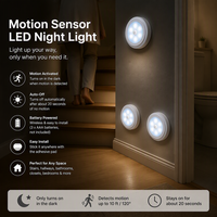 Veilleuse ronde à 6 led automatique à coller n'importe où sur batterie sans fil avec détecteur de mouvement lampe d'armoire