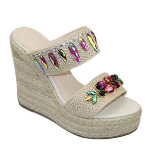 Sandales compensées à plateforme en cristal tressé pour femme, talons hauts, respirantes, collection été 2026 - Product Image 1