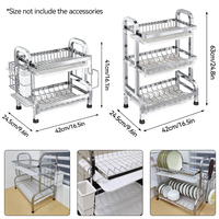 Meilleur prix égouttoir à vaisselle de bureau 2 niveaux égouttoir à vaisselle en acier inoxydable pour accessoires de cuisine assiette bol organisateur