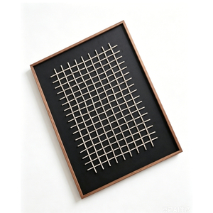 Handcrafted Wooden Grid Three-Dimensional Decorative <b>Framed</b> Painting <b>Canvas</b> Textured Abstract Art Still Life Home Hotel Decor - Product Image 2