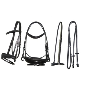 บังเหียนม้าแบบข้อเหวี่ยงยกคู่แบบเรียบพร้อมสายรั้งคิ้วสไตล์ตะวันตกโลโก้แบบกำหนดเองสำหรับการขี่ม้า - Product Image 3