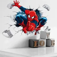 Örümcek adam duvar Sticker yaratıcı baskılı süper kahraman örümcek adam vinil duvar çıkartması çocuk odası için yüksekliği cetvel yatak odası ev duvar süsü