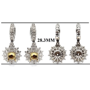 Magnifiques boucles d'oreilles créoles semi-montées en or blanc 18 carats avec diamants brillants taille brillant de haute qualité, sertis sur 4 griffes, style vintage, cadeau pour femme - Product Image 2