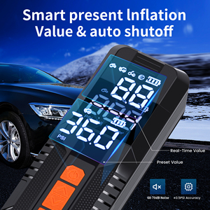 Gonfleur de pneus numérique portable avec écran LCD 12V, cylindre unique, pour voiture, moto, vélo, avec câble USB - Product Image 6